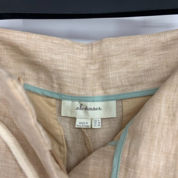 Anthropologie Elevenses Pants Split Wide Leg 100% Linen High Rise NWT - Picture 4 of 14